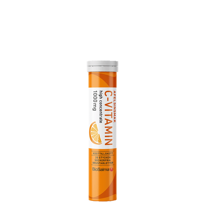 Vitamin C 1000mg Appelsin 20 brusetabletter Vitamin1.no